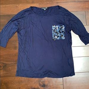 Forever 21 navy 3/4 sleeve with sequin pocket